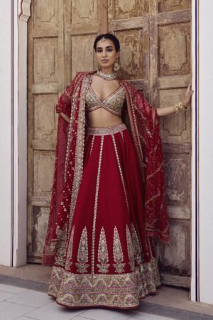 Mritsa Gota Patti Silk Lehenga Set - Red