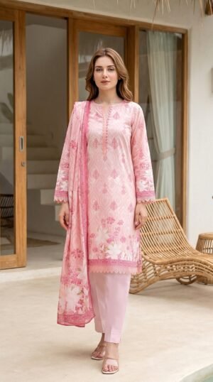 3 Piece Unstitched Printed Lawn