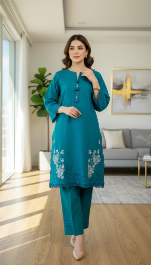 2 Piece Unstitched Embroidered With Shirt & Trouser