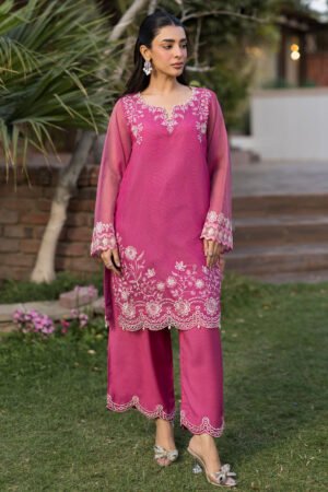 Ss25da-2775  Magenta  2pcs  Embroidered Kurta With Trouser