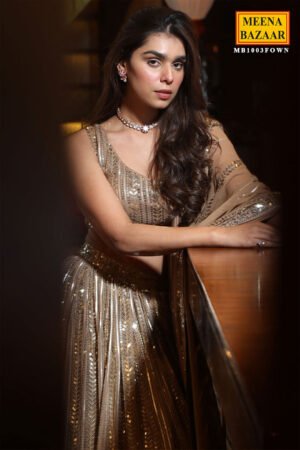 Fawn Georgette Sequins Embroidered Lehenga