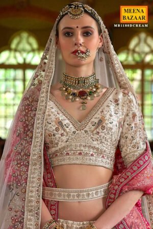 Cream Silk And Sequin Embroidered Lehenga – Elegant Bridal & Festive Ensemble
