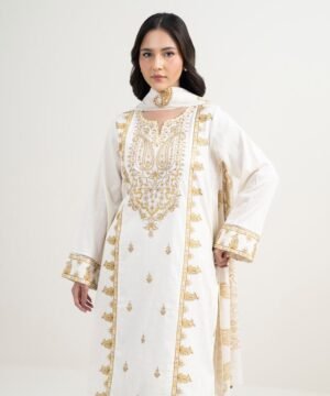 3 Piece - Embroidered Dobby Suit