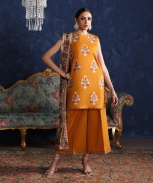 3 Piece - Embroidered Dobby Suit