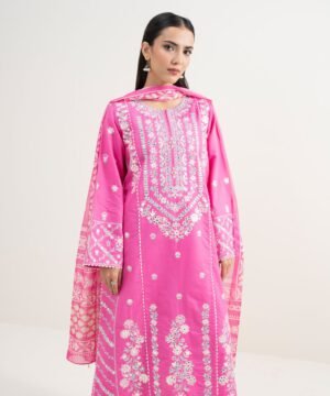 3 Piece - Embroidered Zari Cotton Suit