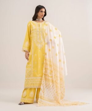 3 Piece - Embroidered Zari Cotton Suit