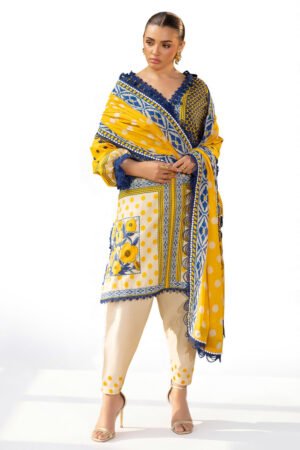 3 Piece Printed Lawn Suit With Embroidered Trouser Cl-62114