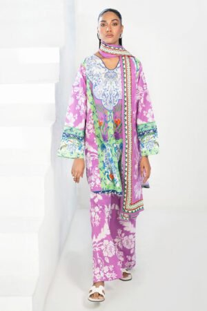 3 Piece Printed Lawn Suit With Embroidered Organza Lace Cl-62228