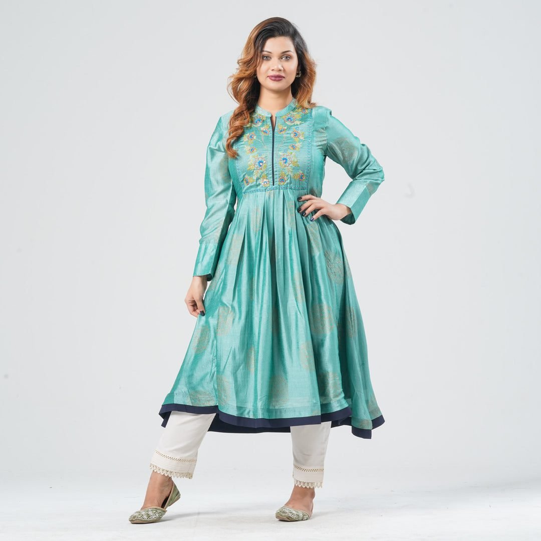 Women’s Silk Georgette Pleated Kurti