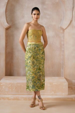 Verdalis Embroidered Applique Skirt Set - Yellow