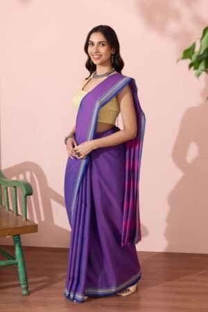 Violet Maharashtra Woven Pure Cotton Saree