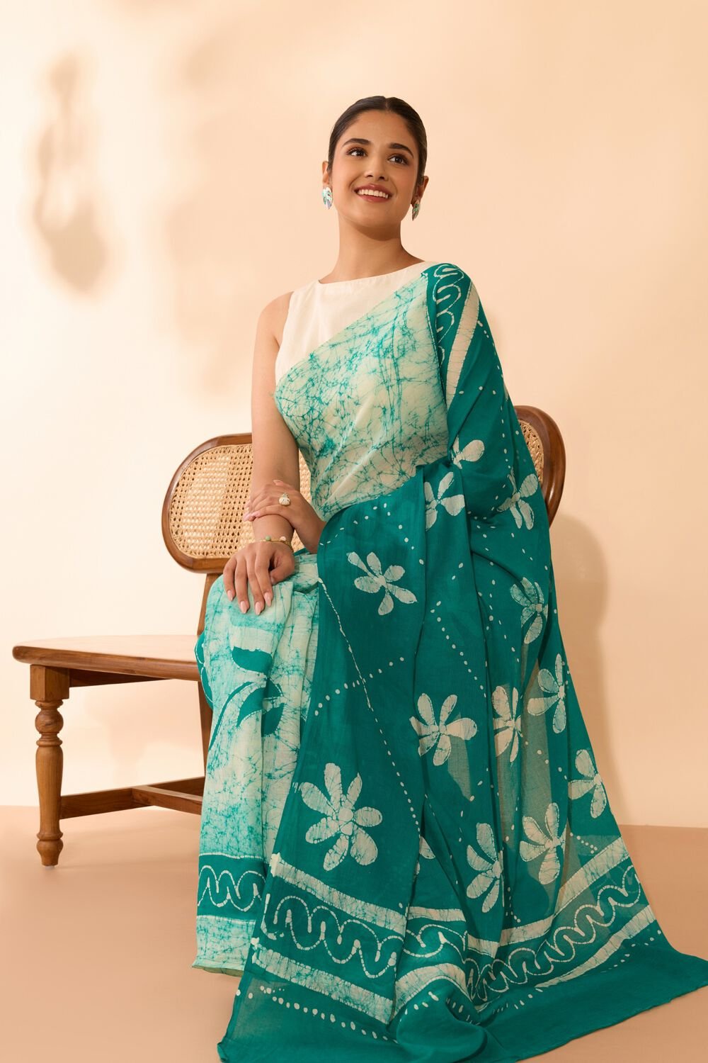 Green Ujjain Pure Cotton Batik Saree