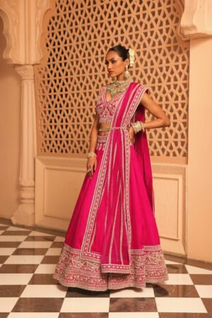 Ilma - Rani Hotpink Lehenga With Blouse And Dupatta