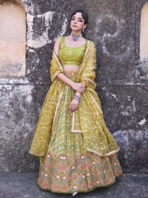 Green Vasansi Silk Printed Lehenga Set
