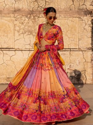 Multi Color Vasansi Silk Printed Lehenga Set