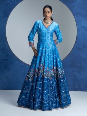 Blue Vasansi Silk  Anarkali Gown