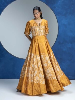 Yellow Vasansi Silk Anarkali Gown