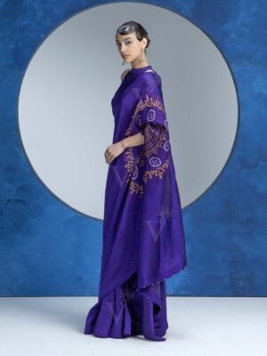 Violet Vasansi Silk Bandhani Saree