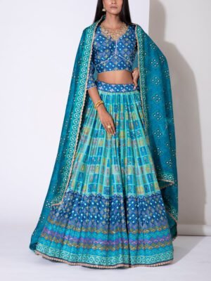Pale Sea Green Vasansi Silk Lehenga