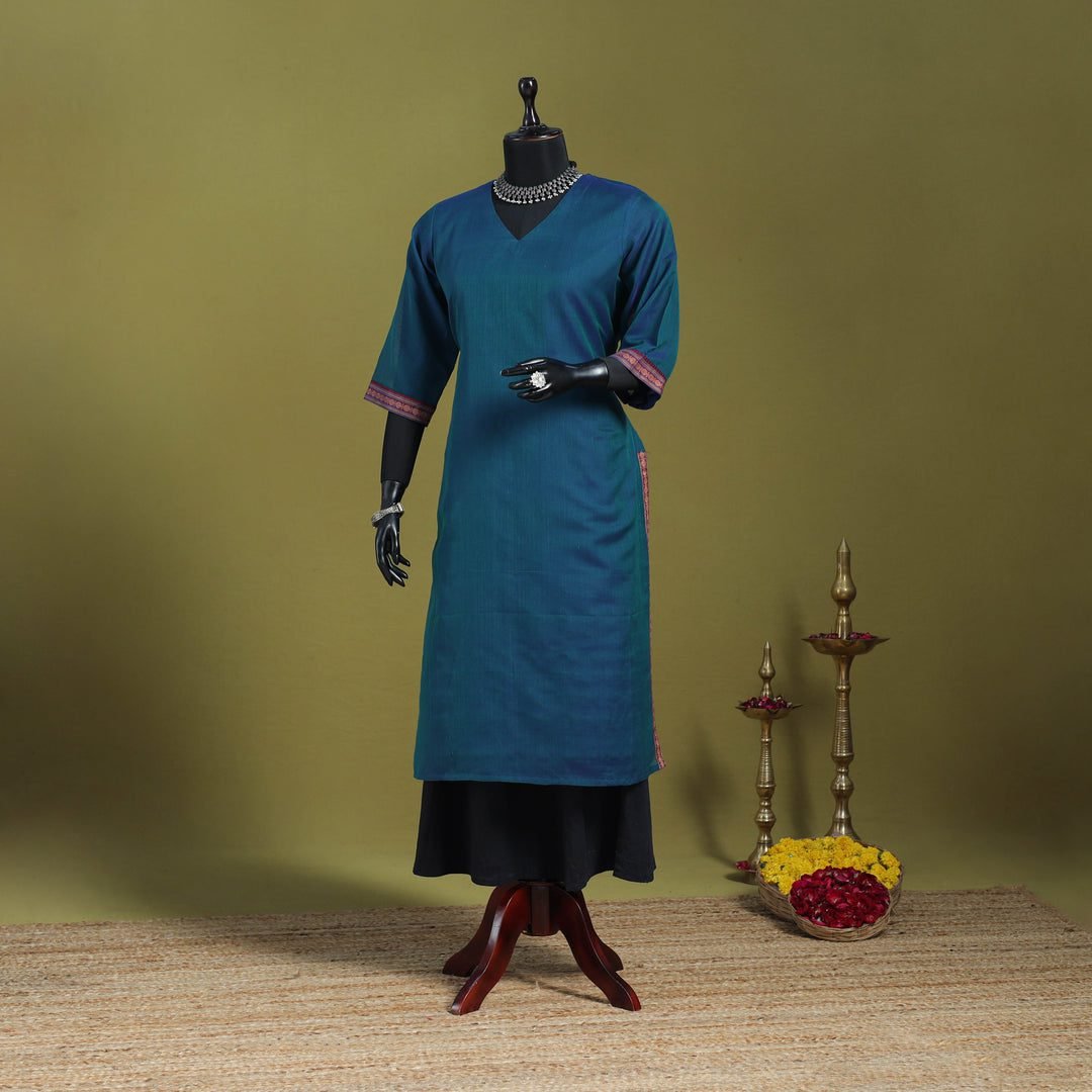 Blue - Straight Cotton Dharwad Kurta 08
