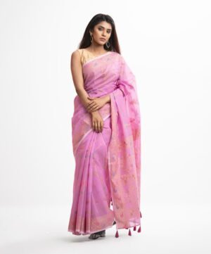 Orchid Pink Half-Silk Saree