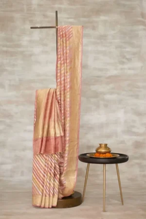Coral Pink Rangkaat Banarasi Silk Saree
