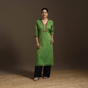 Green - Straight Cotton Dharwad Kurta 07