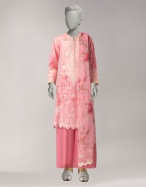 Pink Lawn Embroidered 3pc Stitched