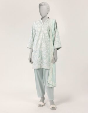Green Lawn Embroidered Stitched 3pc