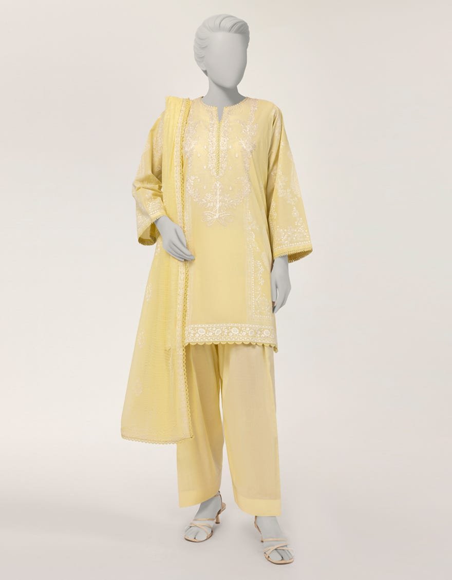 Yellow Lawn Paste Printed 3pc Stitched