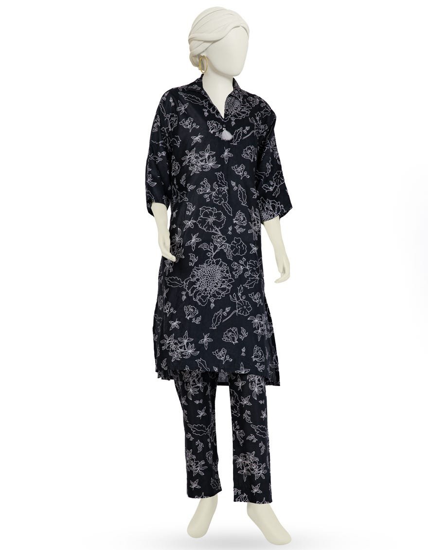 Black Lawn Printed Kurta