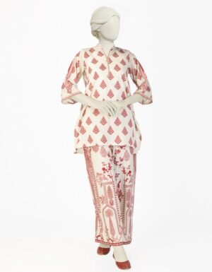 Off White Lawn Embroidered Co-Ord Set