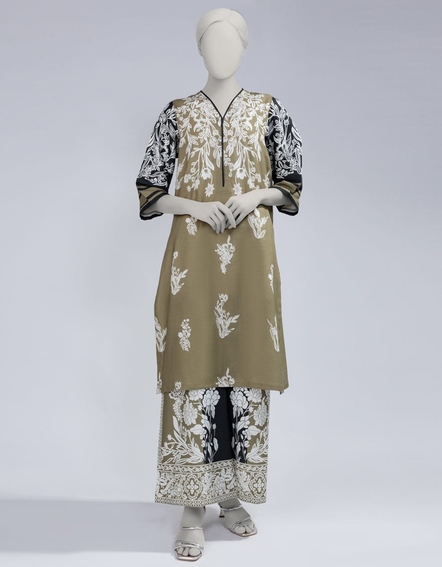 Green Dobby Digital Printed Co-Ord Set