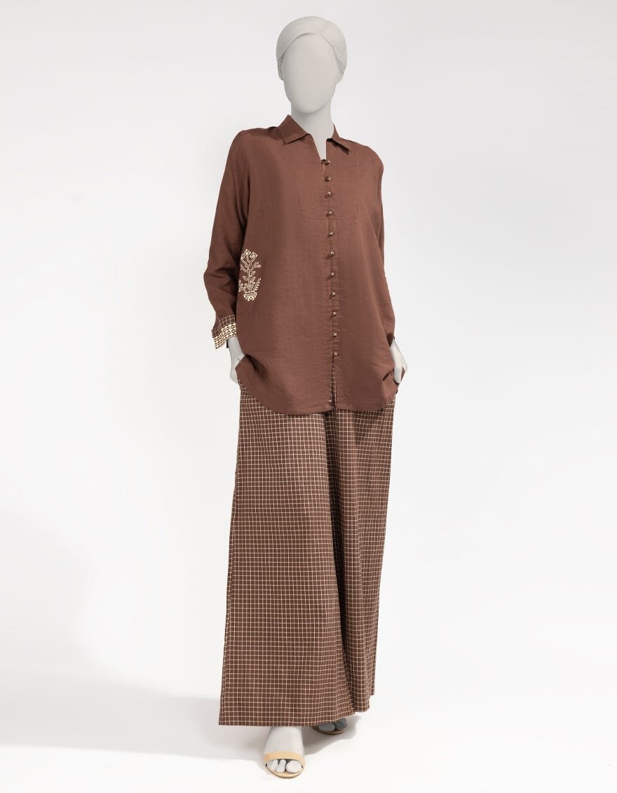 Brown Dobby Dyed Co-Ord Set