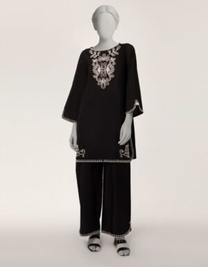 Black Lawn Embroidered Co-Ord Set