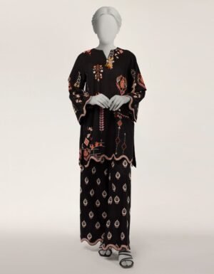 Black Lawn Embroidered Co-Ord Set