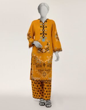 Yellow Lawn Embroidered Co-Ord Set