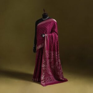 Kutch Tie-Dye Pure Cotton Bandhani Saree With Border 20