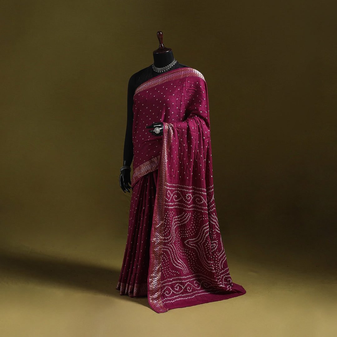 Kutch Tie-Dye Pure Cotton Bandhani Saree With Border 20