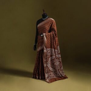 Kutch Tie-Dye Pure Cotton Bandhani Saree With Border 23