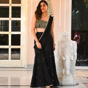 Bunaai Black Draped Saree