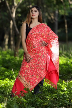 Pink Colour Wolen Base With Rich All Over Kashmiri Jaal Express Elegance And Style.