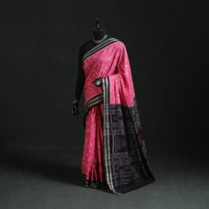Pink - Ikat Handloom Cotton Sambalpuri Saree With Blouse Piece 01
