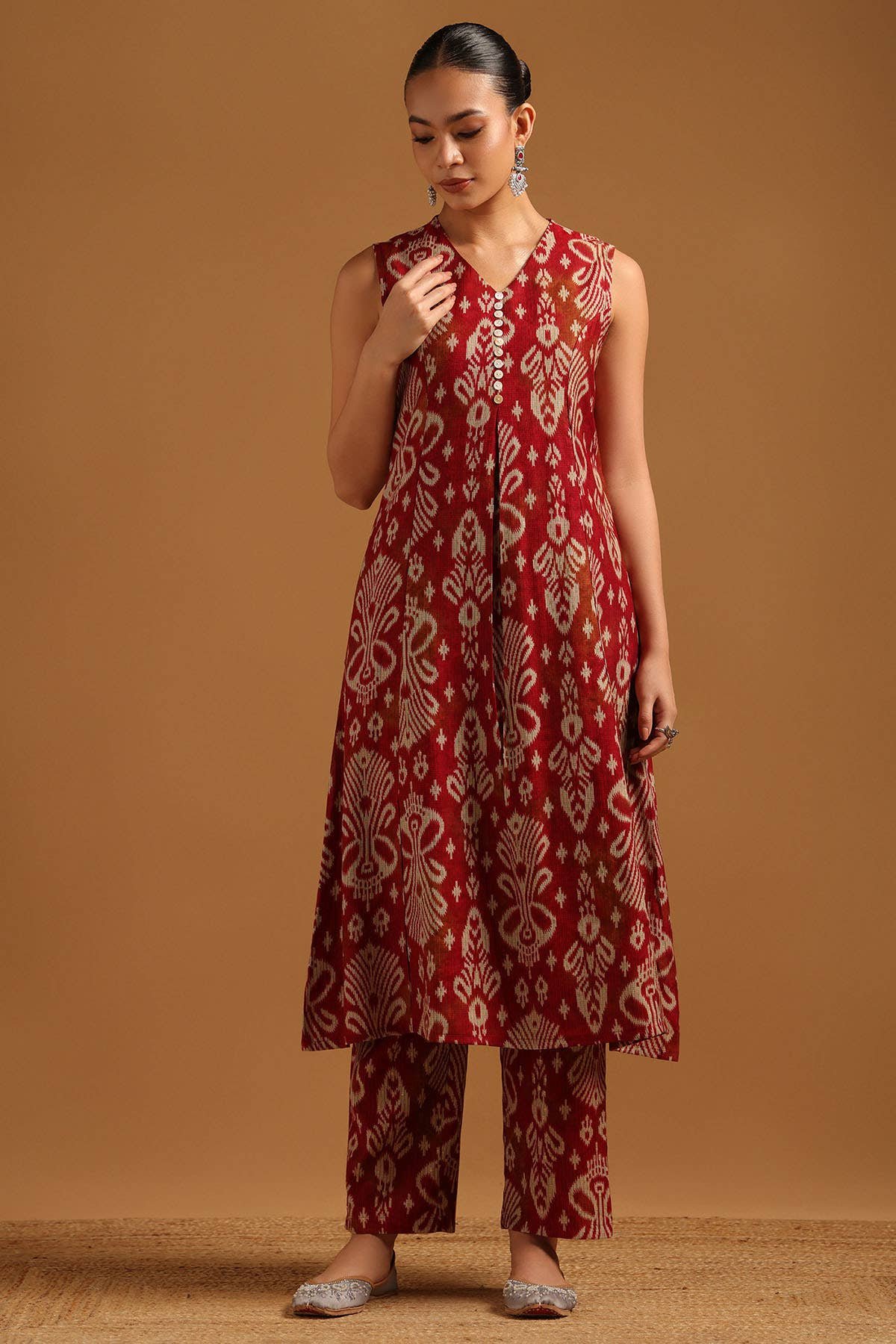 Red Desert Storm Ethnic Motifs Co-Ord Set