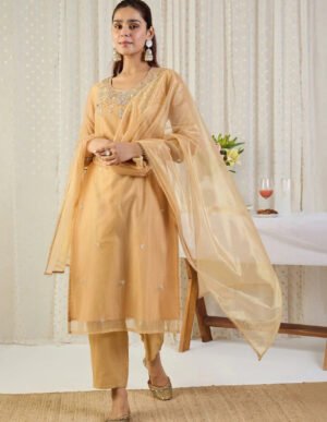 Gold Embroidered Thread Work Kurta Set