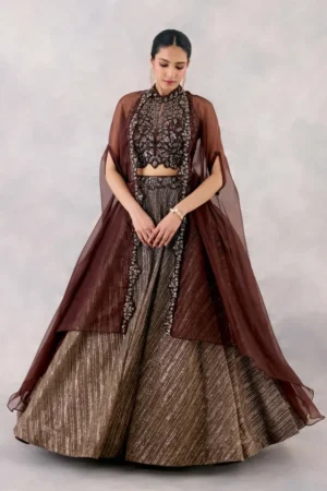 Bronze Organza Lehenga Set