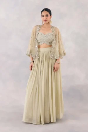 Mint Green Crepe Lehenga Set