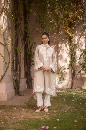Beige Dune Cotton Aari Pheran Set