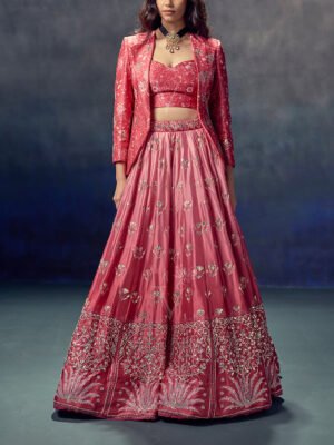 Peach Vasansi Silk  Lehenga Set