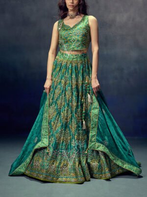 Green Vasansi Silk  Lehenga Set